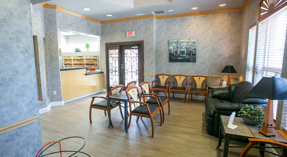 Dental office reception area in Carrollton